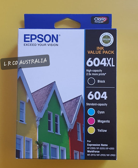 Genuine Epson 604XL-BK+604C/M/Y Ink Value Pack XP2200/XP3200/XP4200/WF2910