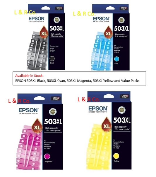 Genuine Epson 503XL High Yield Ink Cartridges Single / Value Pack 4x Cartridges