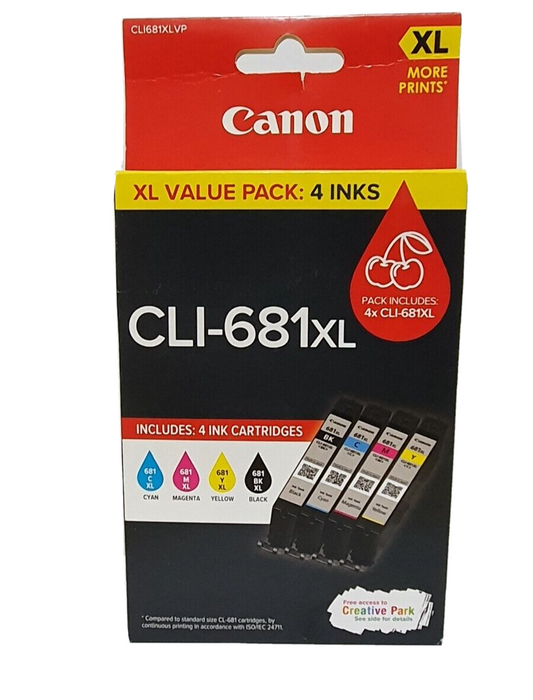 Genuine Canon CLI-681XL 681XL Value Pack 4 Inks for Pixma Printers - New Stock
