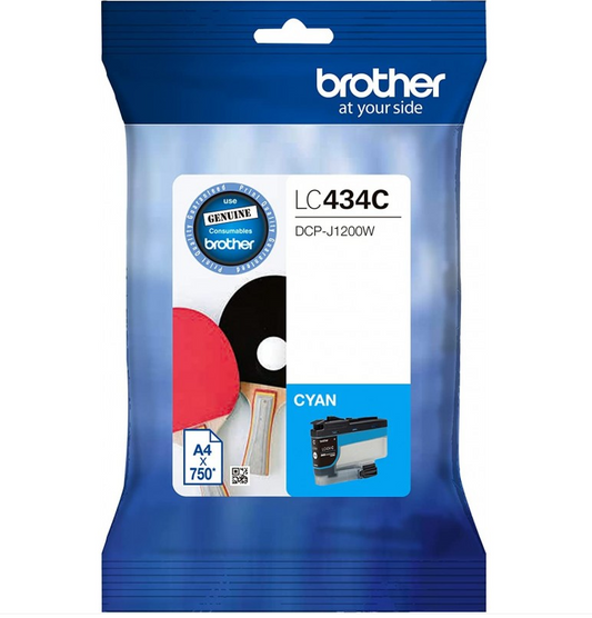 Genuine Brother LC434 B C M Y Ink Cartridges for DCP-J1200W - New!