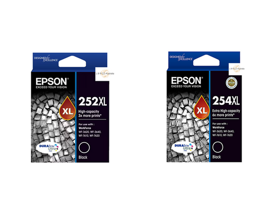 Genuine EPSON 252XL 254XL High Capacity Ink Cartridges - Black & Color and Combo