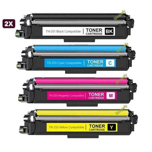 Compatible Brother 5 Pack 2x TN - 251BK, 255C,255M, 255Y - Shopefy