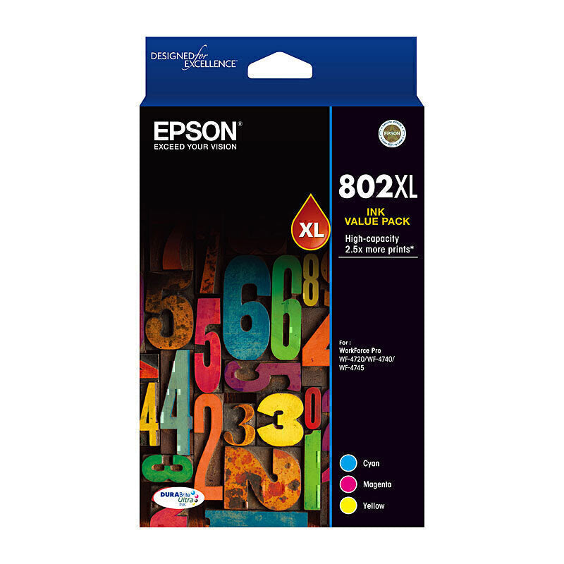 Genuine Epson 802XL High Yield Ink Cartridges and Value Packs - New!