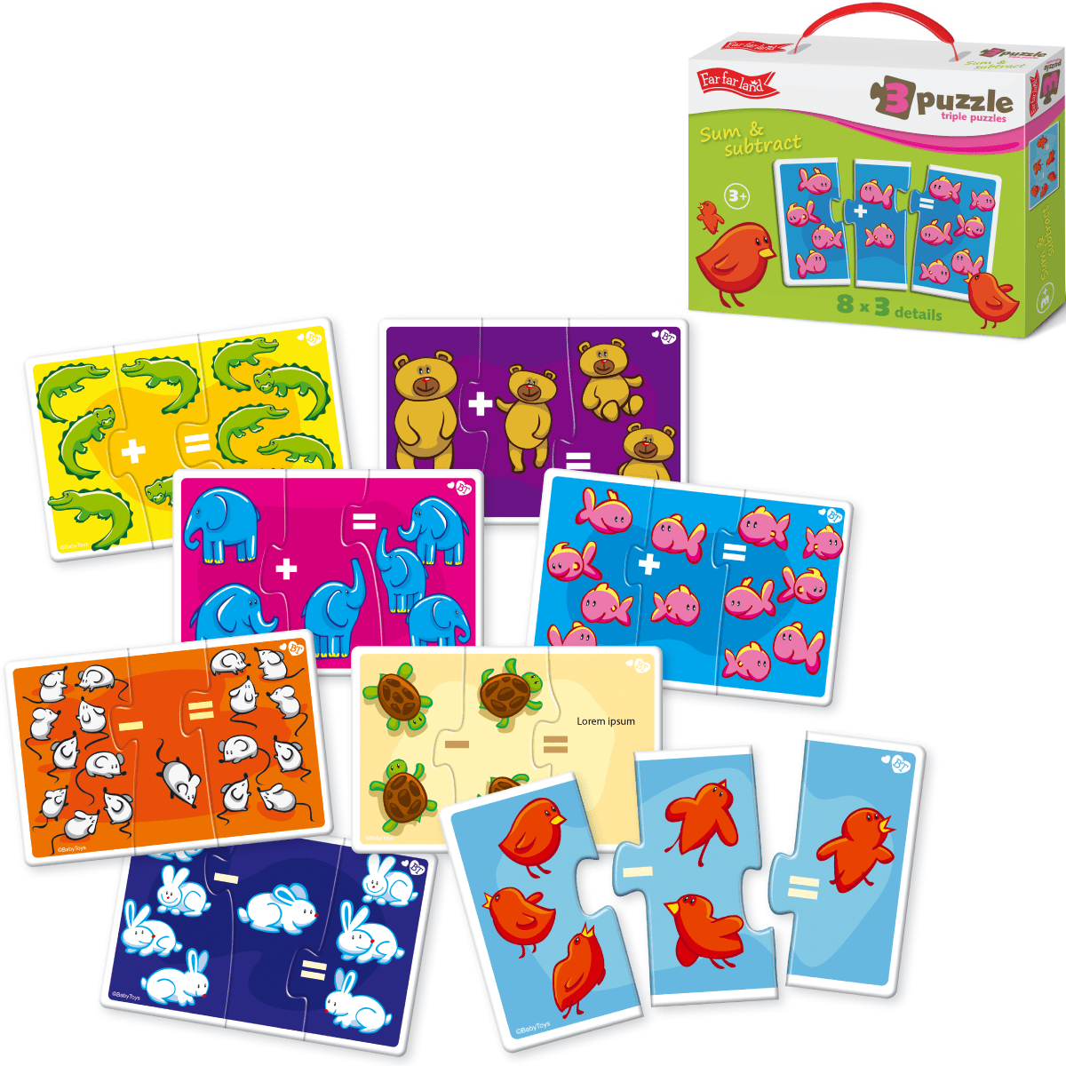 Triple Puzzles Sum and Subtract for Toddlers Age 3+ Years 8x3 Details - Shopefy