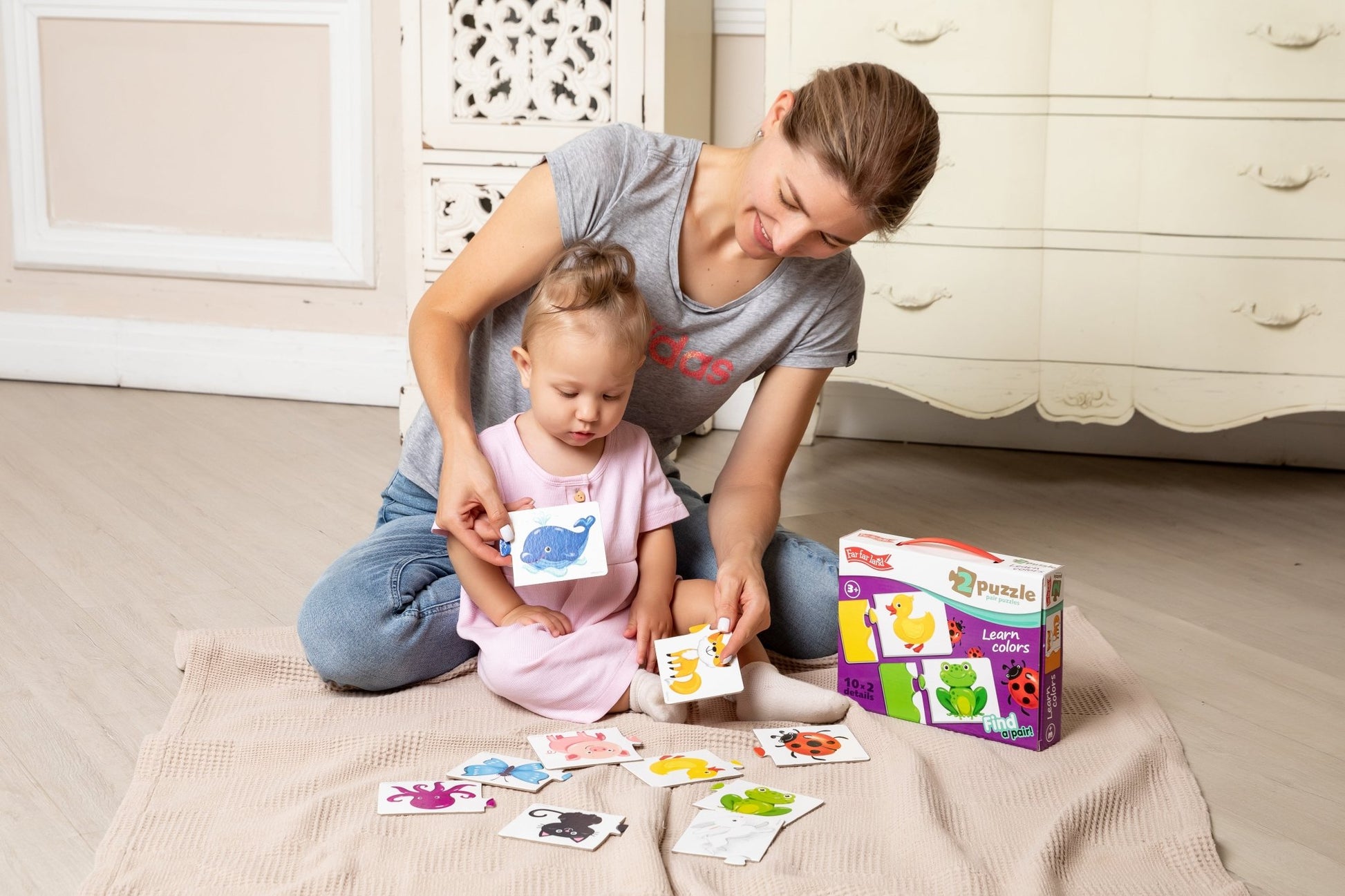 Double Toddler Pair Puzzle Funny Colors for Toddlers Age 3+ Years - Shopefy