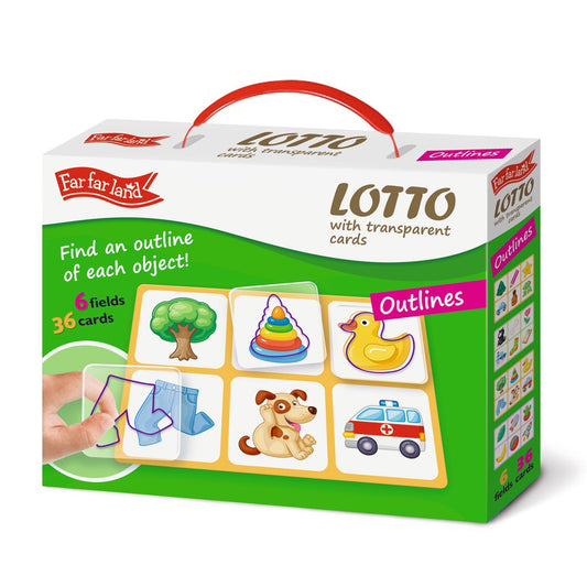 LOTTO Transparent Plastic Flash Cards Outlines 6 Fields 36 Cards for Toddlers Age 3+ Years - Shopefy
