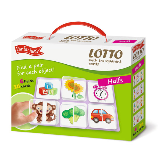 LOTTO with Transparent Flash Cards Halfs for Toddlers Age 3+ Years - Shopefy