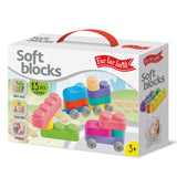 Soft Blocks 15 Pieces + 12 Wheels for Toddlers Age 3+ Years - Shopefy