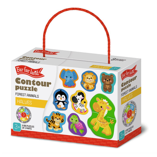 Contour Puzzle Wild Animals Halves for Toddler Age 3+ Years - Shopefy