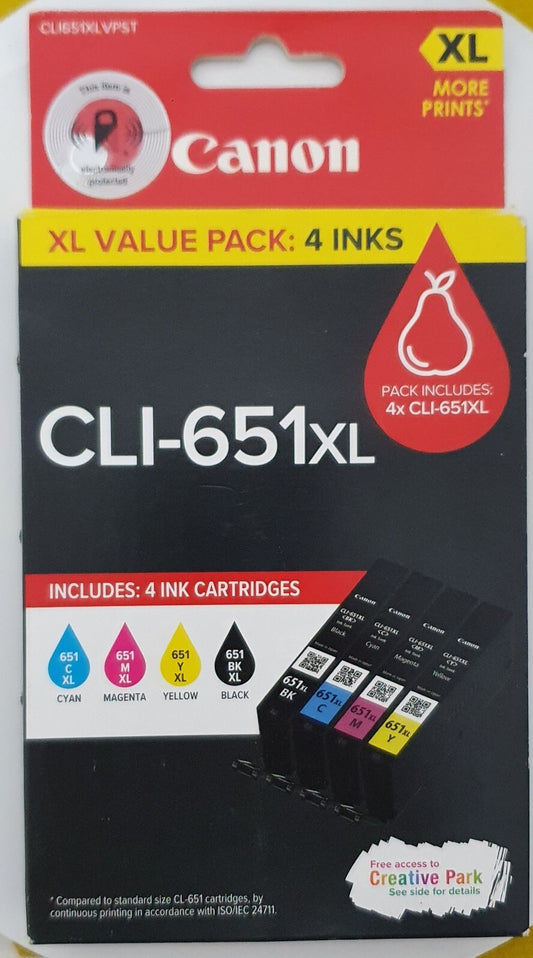 Canon CLI651XL CLI 651XL High Yield Ink Cartridges - Value Pack(4 Ink)-New!