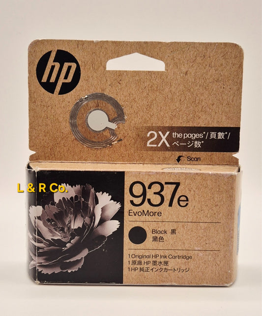 Genuine HP 937e Black High-Yield Ink Cartridge 2500 Pages - 4S6W9NA - New!