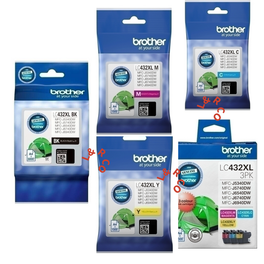 Genuine Brother LC432XL Cyan Magenta Yellow Black Ink Cartridges or Value Packs
