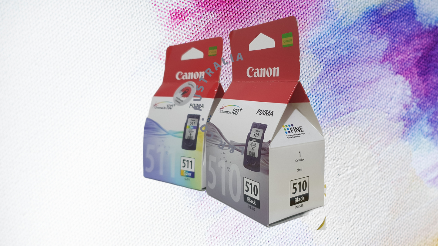Genuine Canon PG-510 Twin Pack or  PG510 CL511 Singles or PG-510 CL-511 Combo Pa