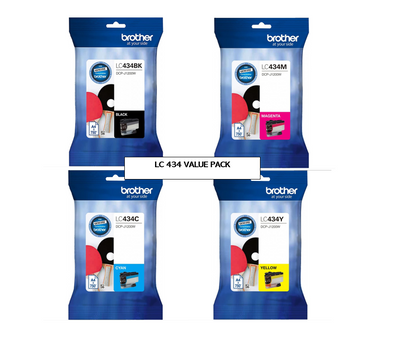 Genuine Brother LC434 B C M Y Ink Cartridges for DCP-J1200W - New!
