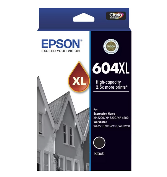 Genuine Epson 604XL Black Ink Cartridge 500 Pages  XP2200/XP3200/XP4200/WF2910