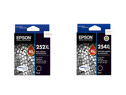 Genuine EPSON 252XL 254XL High Capacity Ink Cartridges - Black & Color and Combo