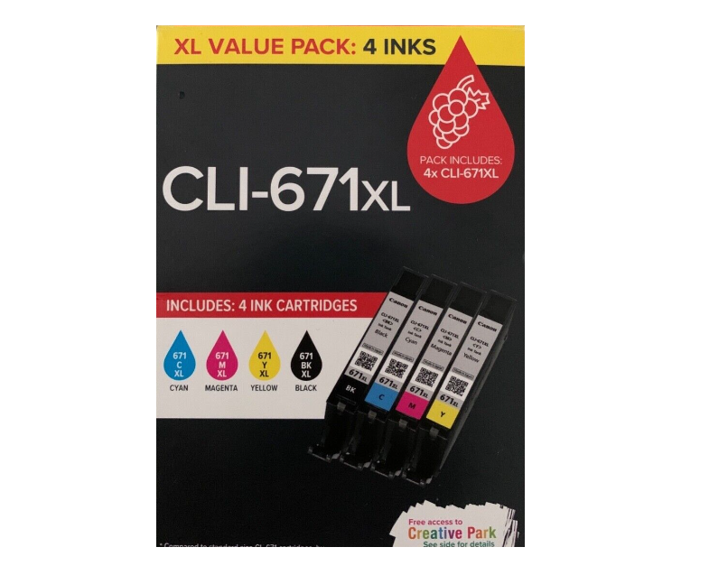 Canon CLI-671XL  CLI671XL High Yield 4 Ink Cartridge Value Pack - New Stock!
