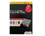Canon CLI-671XL  CLI671XL High Yield 4 Ink Cartridge Value Pack - New Stock!