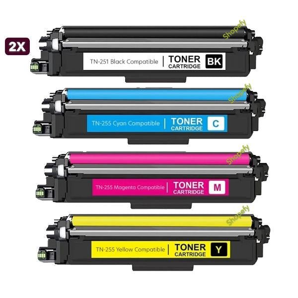 Compatible Brother 5 Pack 2x TN - 251BK, 255C,255M, 255Y - Shopefy