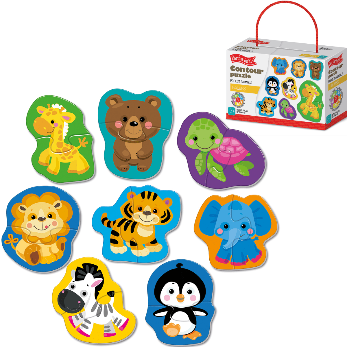 Contour Puzzle Wild Animals Halves for Toddler Age 3+ Years - Shopefy