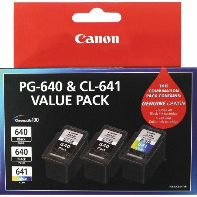 Canon 2x PG640 & 1x CL641 - Triple Combination Pack - Genuine - Free Shipping
